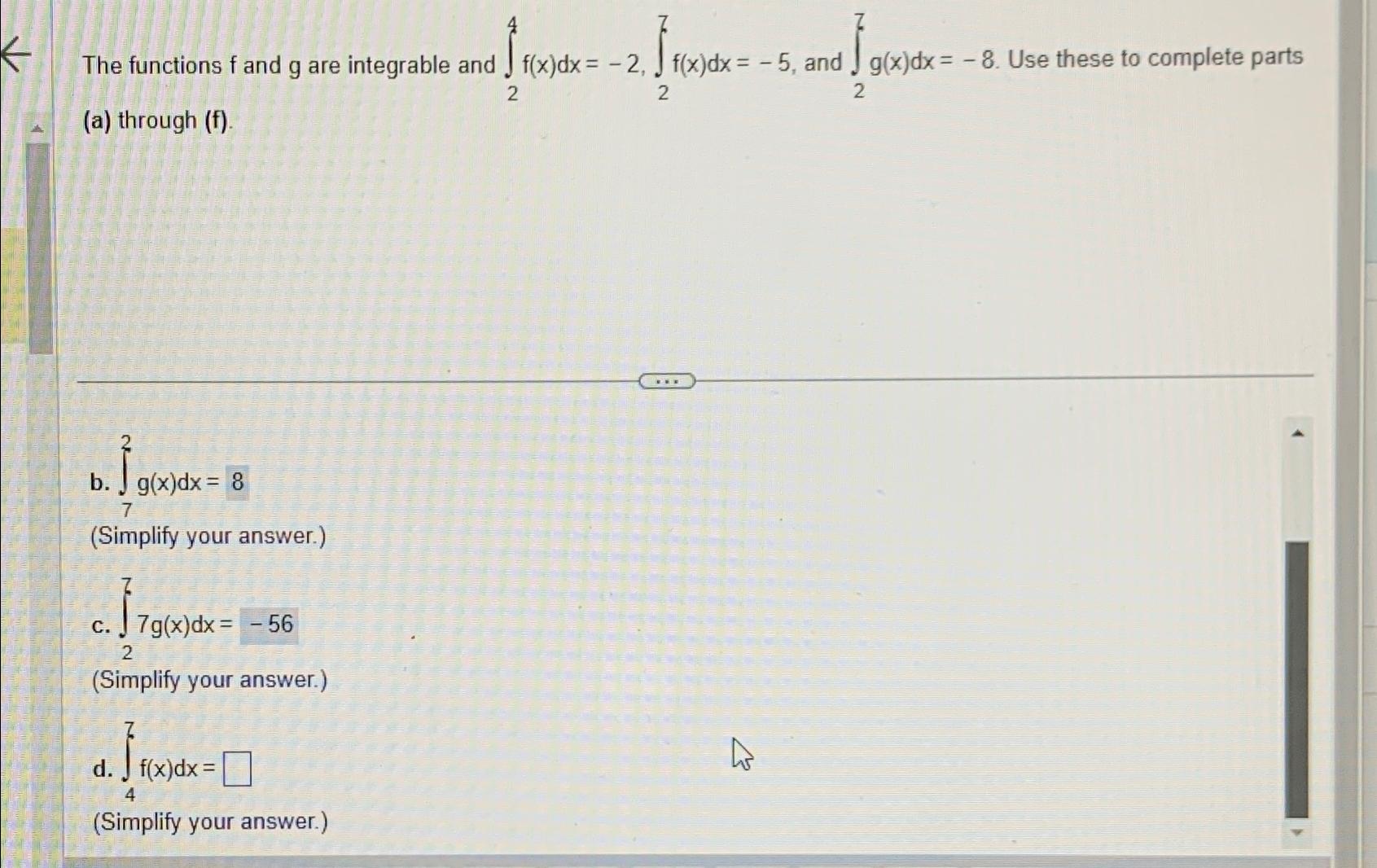 Solved The Functions F ﻿and G ﻿are Integrable And | Chegg.com