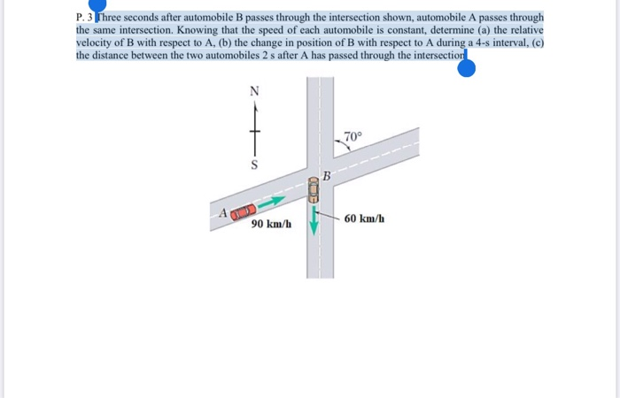 Solved P. 3 Three Seconds After Automobile B Passes Through | Chegg.com