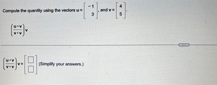 Solved Compute the quantity using the vectors \\( | Chegg.com