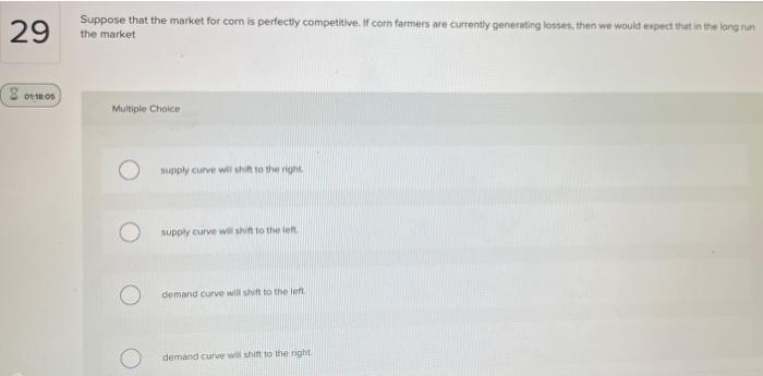Solved 29 Suppose that the market for corn is perfectly | Chegg.com