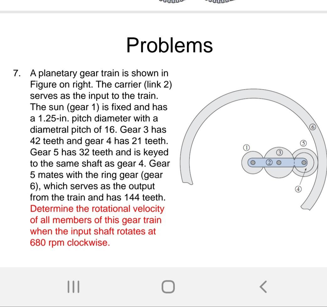 Solved Problems 7. A planetary gear train is shown in Figure | Chegg.com