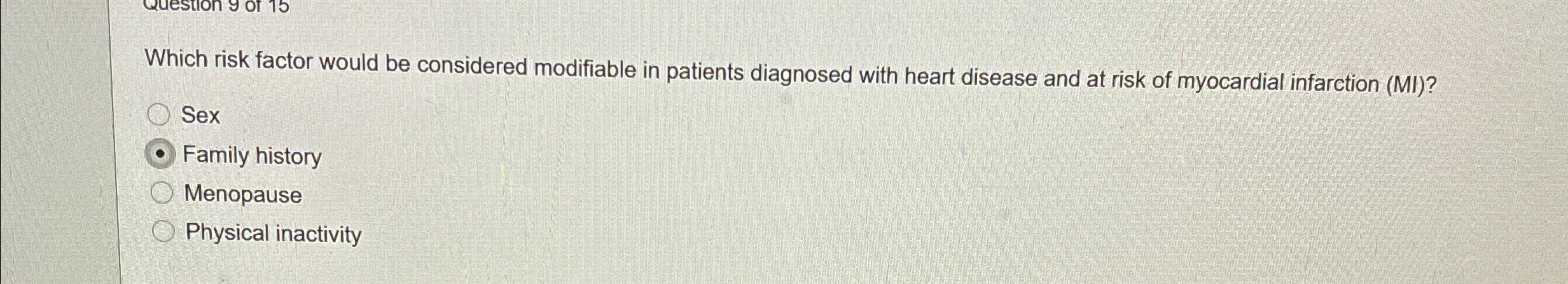 Solved Which risk factor would be considered modifiable in | Chegg.com