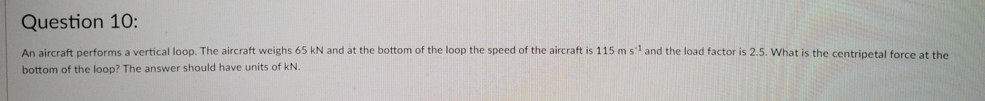 Solved Question 10: An aircraft performs a vertical loop. | Chegg.com