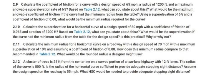 2.9 Calculate the coefficient of friction for a curve | Chegg.com