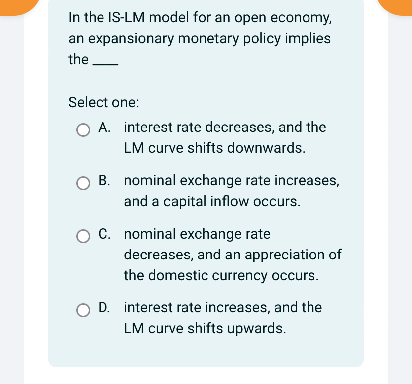 Solved In the IS-LM model for an open economy, an | Chegg.com