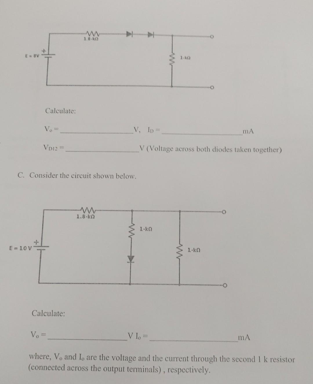 Solved Diode circuit Analysis Series, Parallel, multiple