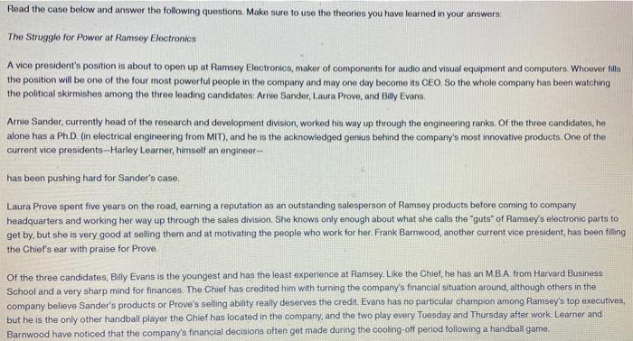 Solved Read the case below and answer the following | Chegg.com