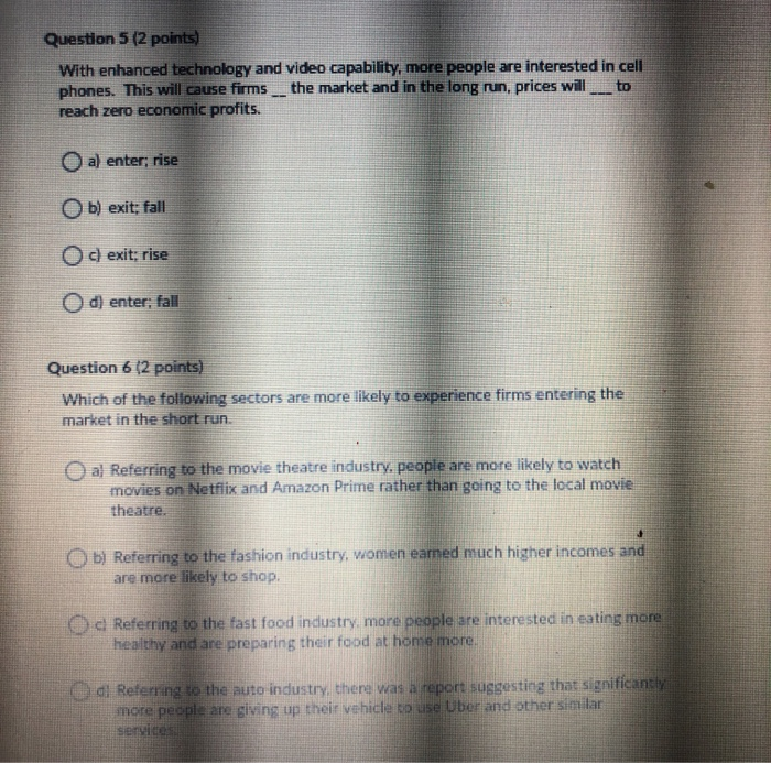 Tech Enhanced Question Practice Solved Question 5 (2 points) With enhanced technology and | Chegg.com