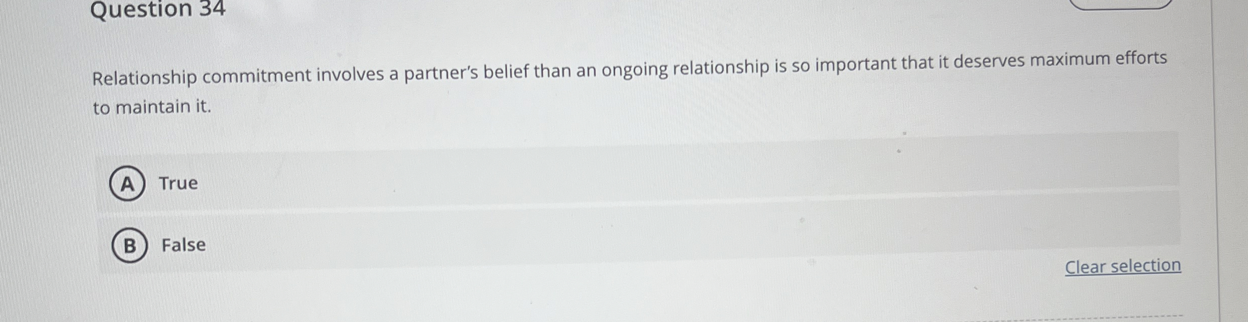 Solved Question 34Relationship commitment involves a | Chegg.com