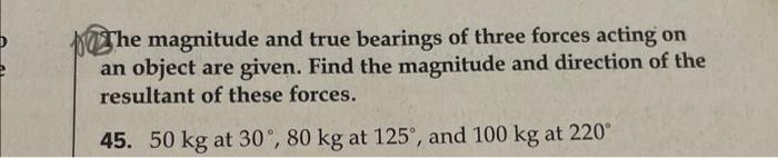Solved 18 3 The magnitude and true bearings of three forces | Chegg.com