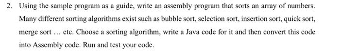 Solved I need a Java code and assembly code looking like the | Chegg.com