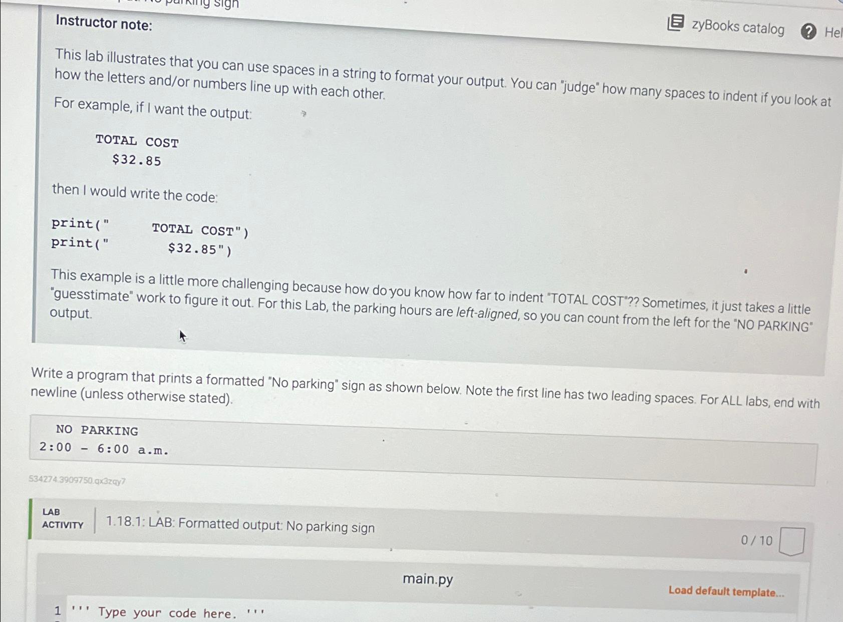 Solved Instructor note:zyBooks catalogThis lab illustrates | Chegg.com
