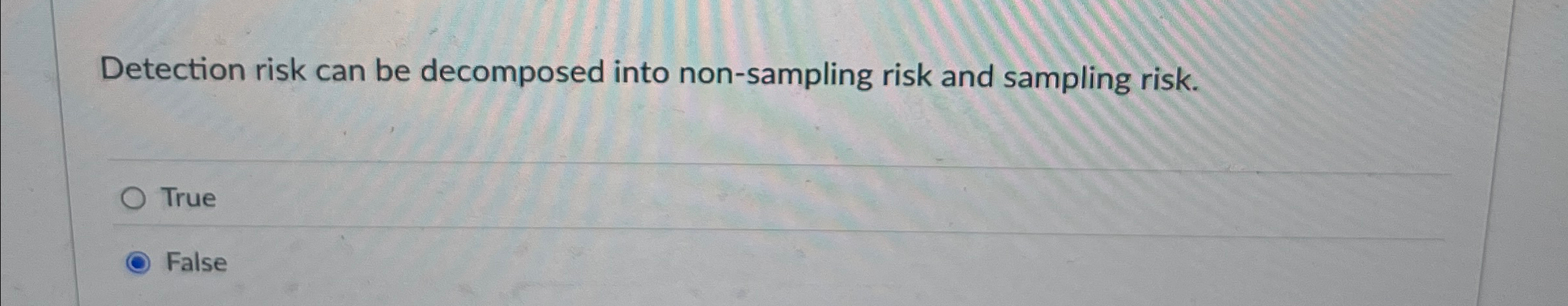 Solved Detection risk can be decomposed into non-sampling | Chegg.com