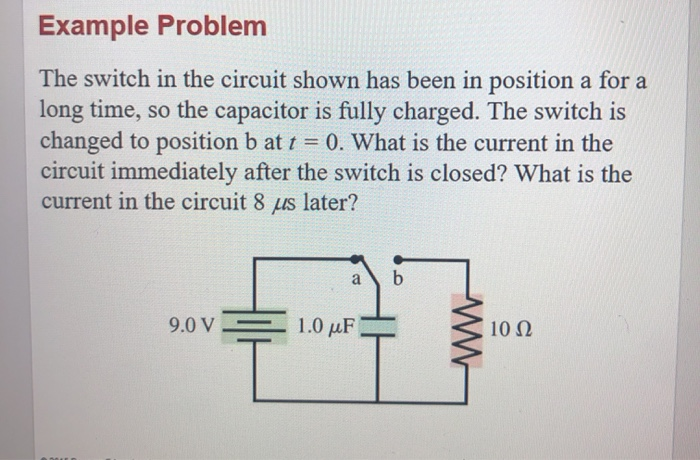 Solved Example Problem The switch in the circuit shown has | Chegg.com