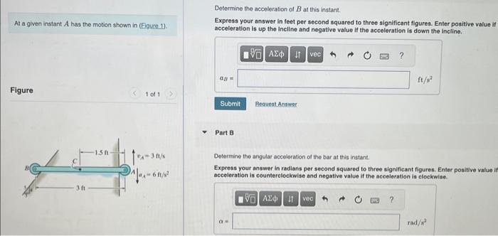 Solved Determine The Acceleration Of B At This Instant. At A | Chegg.com