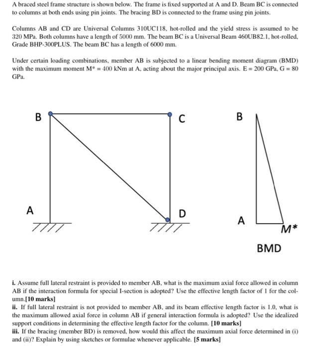 A braced steel frame structure is shown below. The