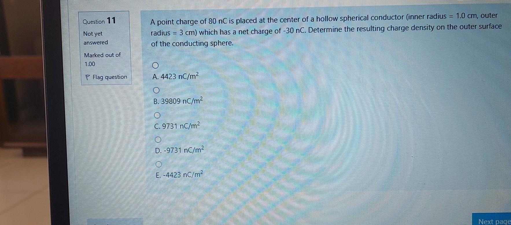 Solved Question 11 Not yet answered A point charge of 80 nC | Chegg.com