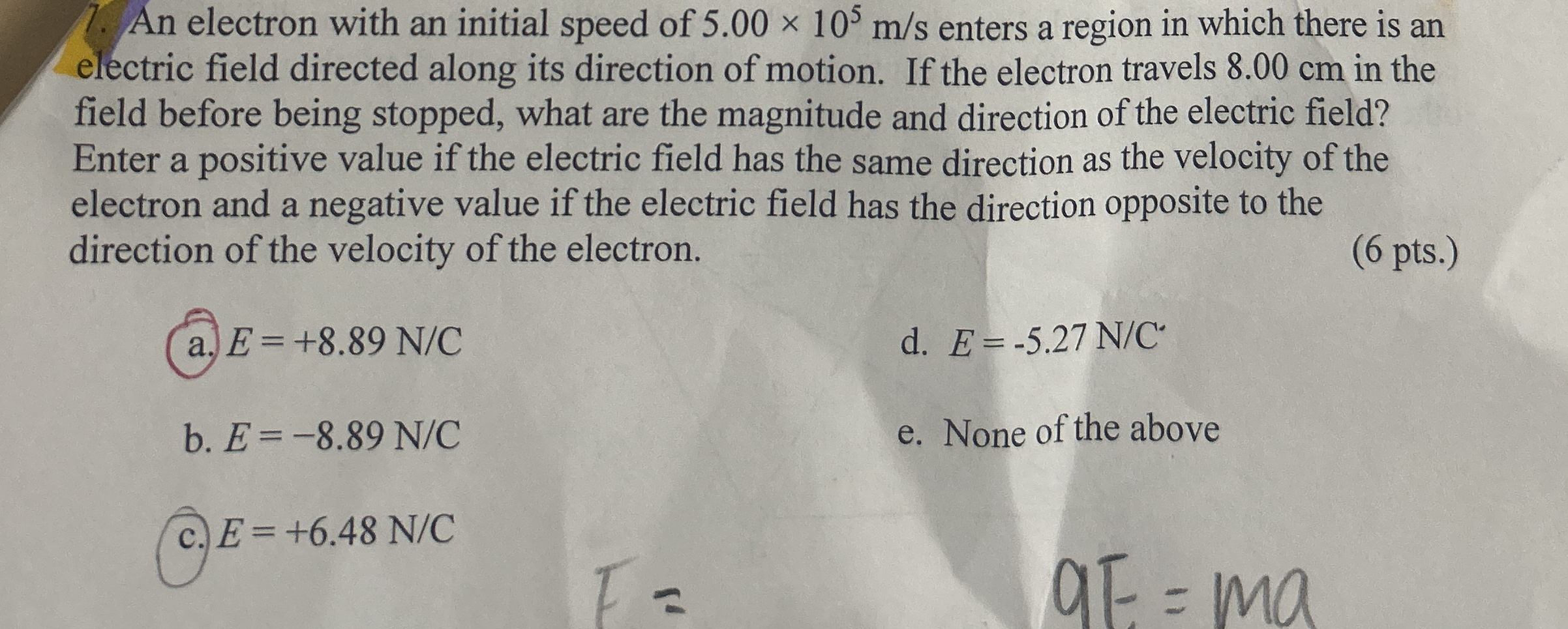 Solved An electron with an initial speed of 5.00×105ms | Chegg.com