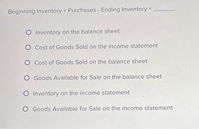 is ending inventory included in balance sheet