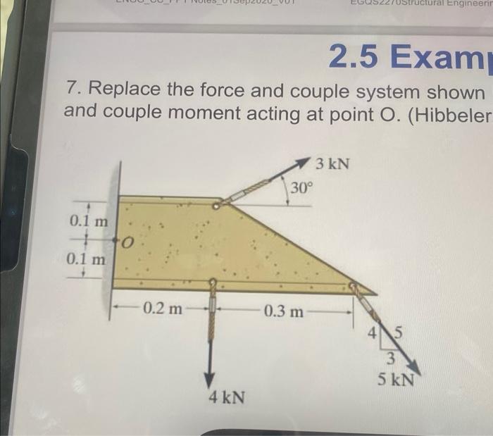 Solved 7. Replace The Force And Couple System Shown And | Chegg.com