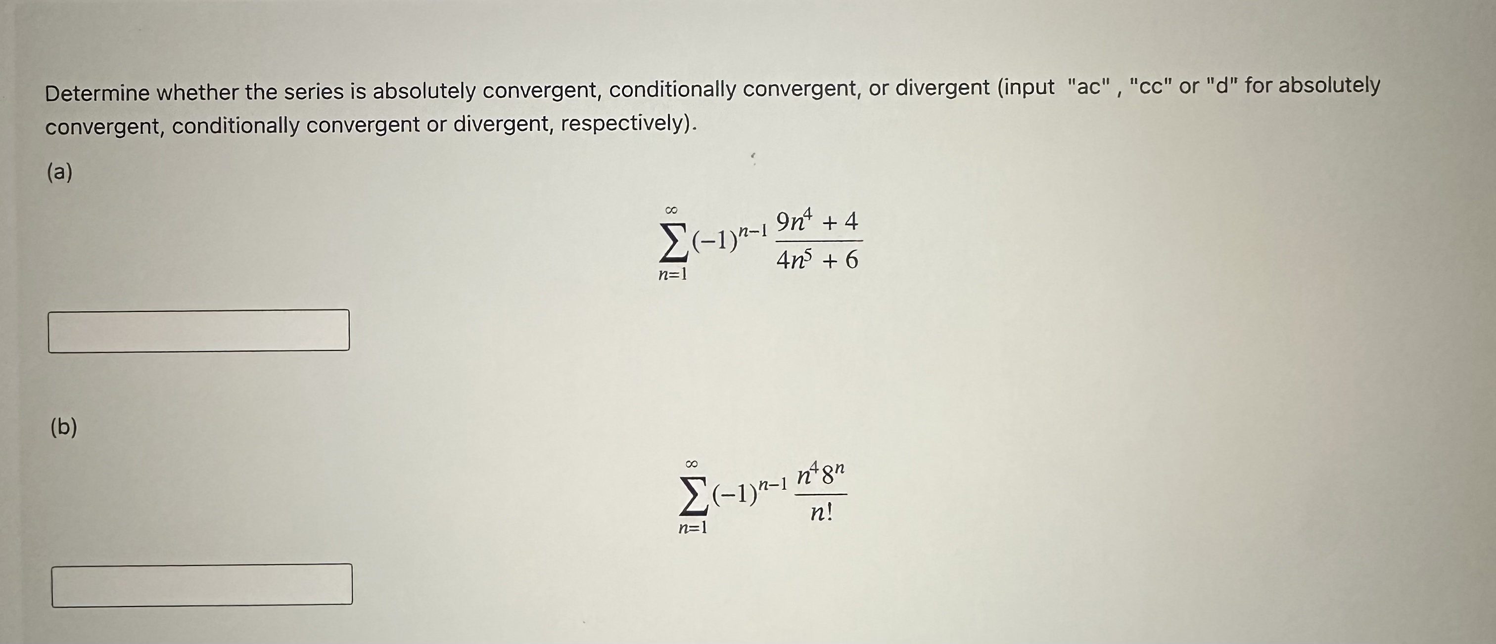 Solved Determine whether the series is absolutely | Chegg.com