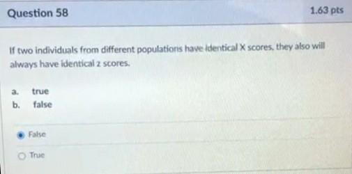 Solved Question 58 1.63 pts If two individuals from | Chegg.com