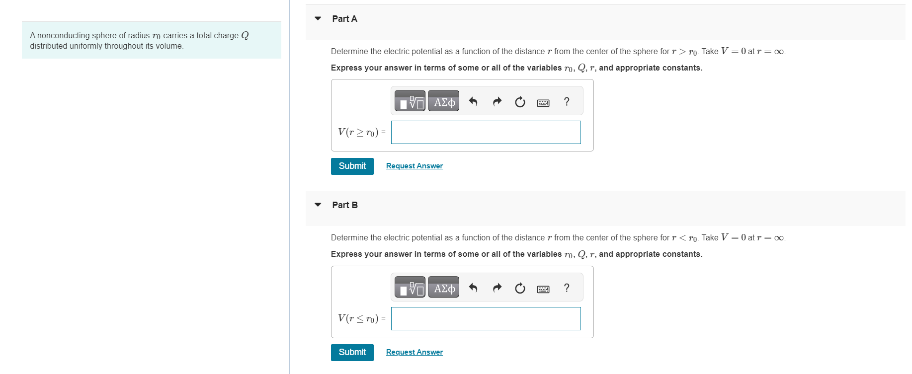 Solved Please solve all parts; a b c ﻿and d ﻿A nonconducting | Chegg.com