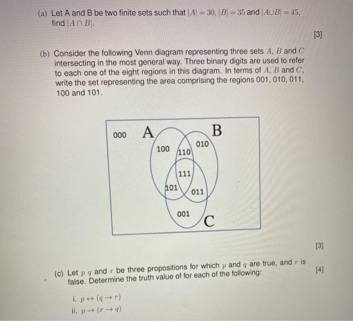 Solved (a) Let A And B Be Two Finite Sets Such That A = | Chegg.com