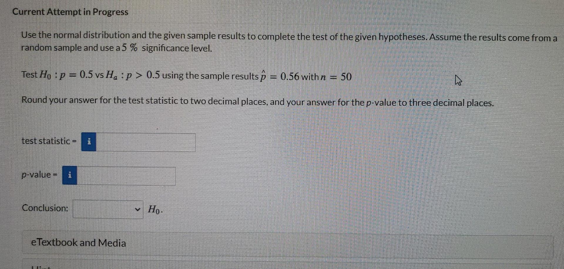 Solved Current Attempt in Progress Use the normal | Chegg.com