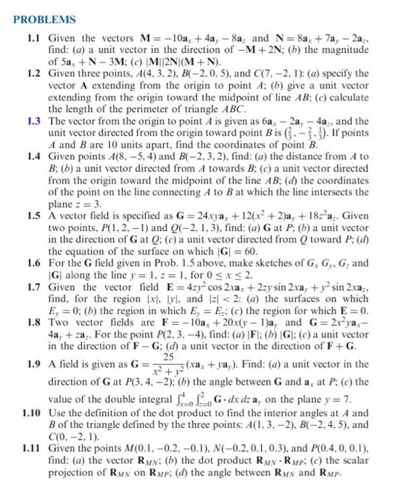 Solved Problems 1 1 Given The Vectors M 10ax 4a 8a