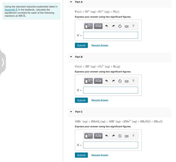 Solved Using The Standard Reduction Potentials Listed In | Chegg.com