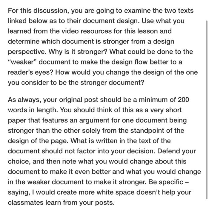 Solved For this discussion, you are going to examine the two | Chegg.com