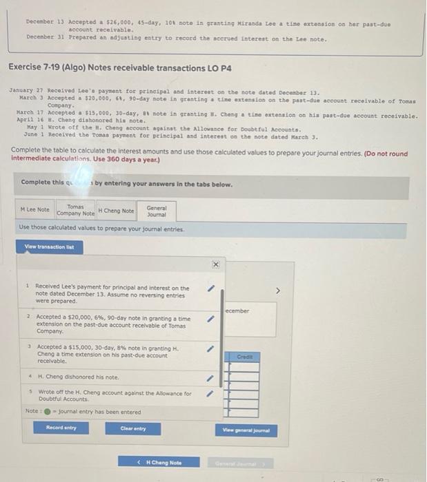 Solved December 13 Accepted a 526,000, 45day, 101 note in