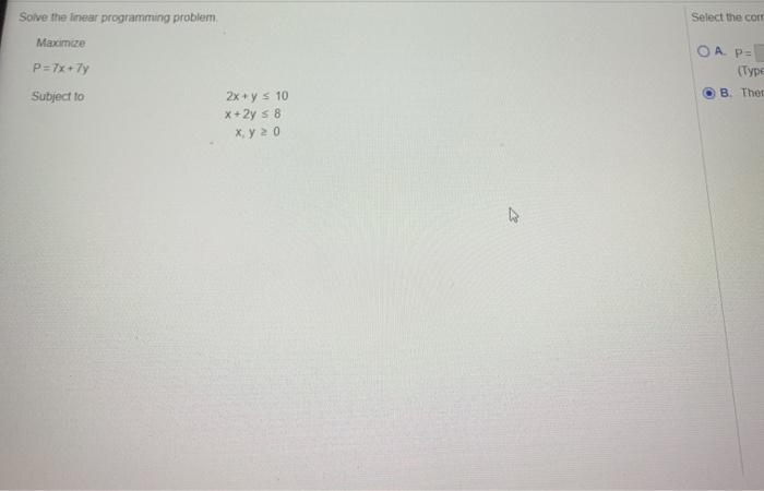 Solved Select the con Solve the linear programming problem | Chegg.com