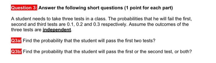 Solved Question 3. Answer the following short questions (1 | Chegg.com