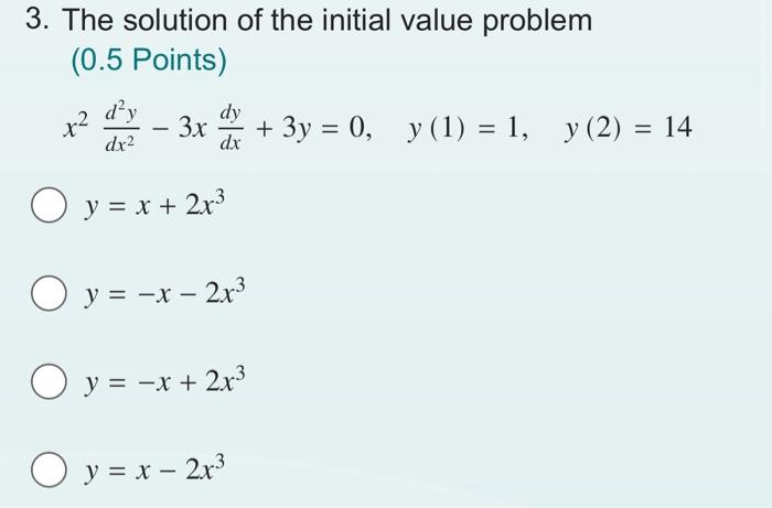 Solved 3. The solution of the initial value problem (0.5 | Chegg.com