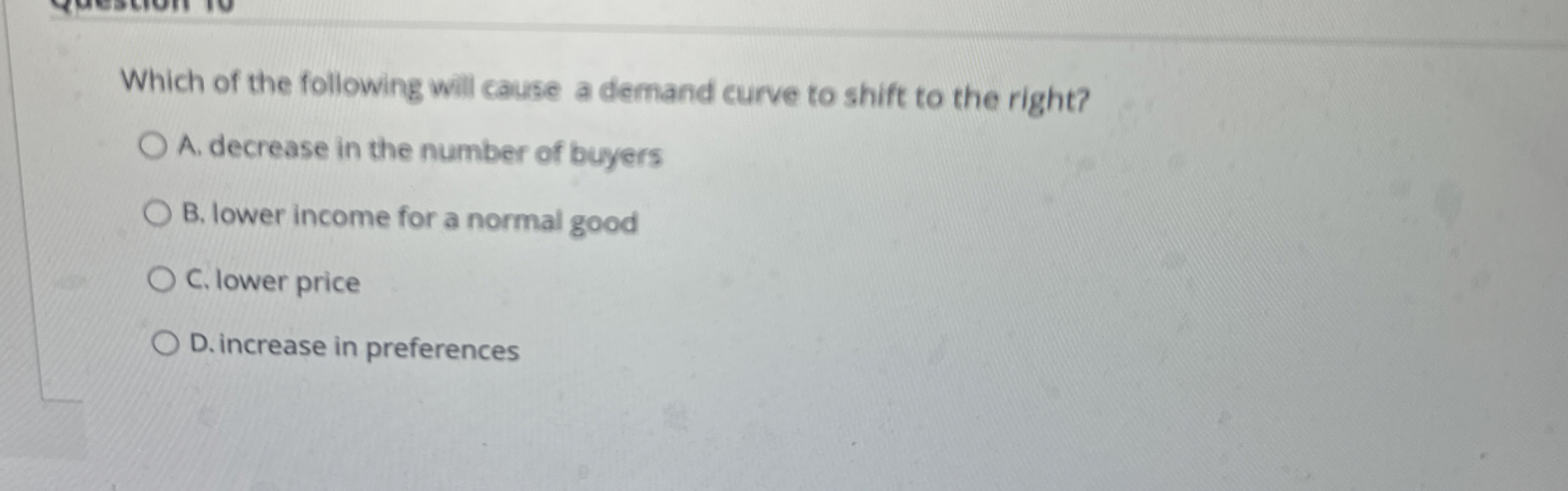 Solved Which of the following will cause a demand curve to | Chegg.com