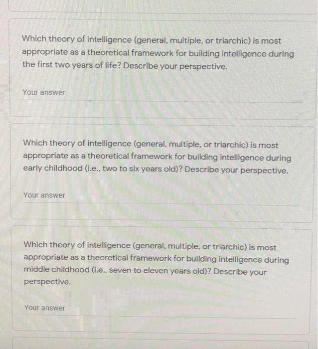 Solved Which Theory Of Intelligence (general, Multiple, Or | Chegg.com