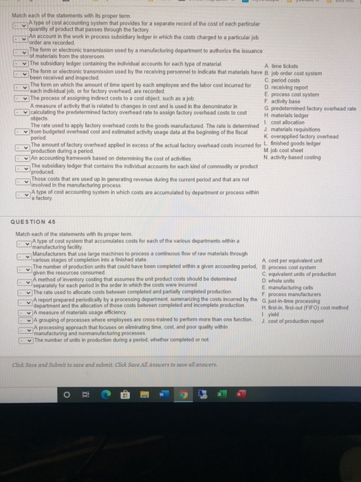 Solved v Match each of the statements with its proper term A | Chegg.com