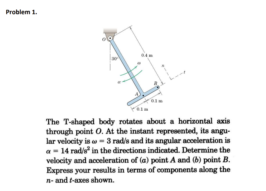 Problem 1.The T-shaped body rotates about a | Chegg.com