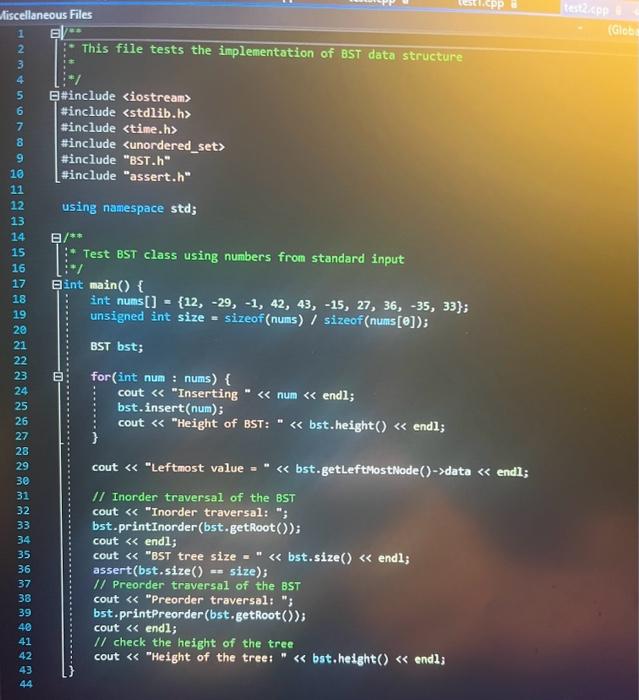 Solved (GlobalSec :- BST Constructor, which should | Chegg.com