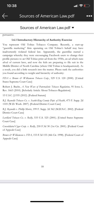 10:38 Sources Of American Law.pdf ... Sources Of | Chegg.com