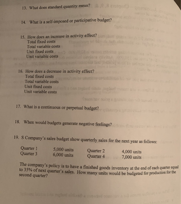 Solved Managerial Accounting - Chapters 8.9.& 10 Review | Chegg.com