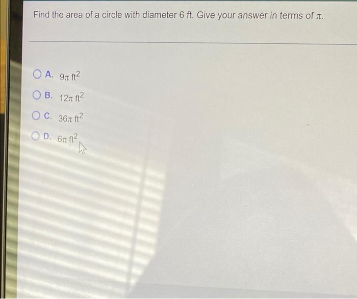 area of 16 ft diameter circle