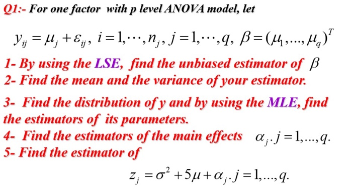 Solved Q1 For One Factor With P Level Anova Model Let Chegg Com