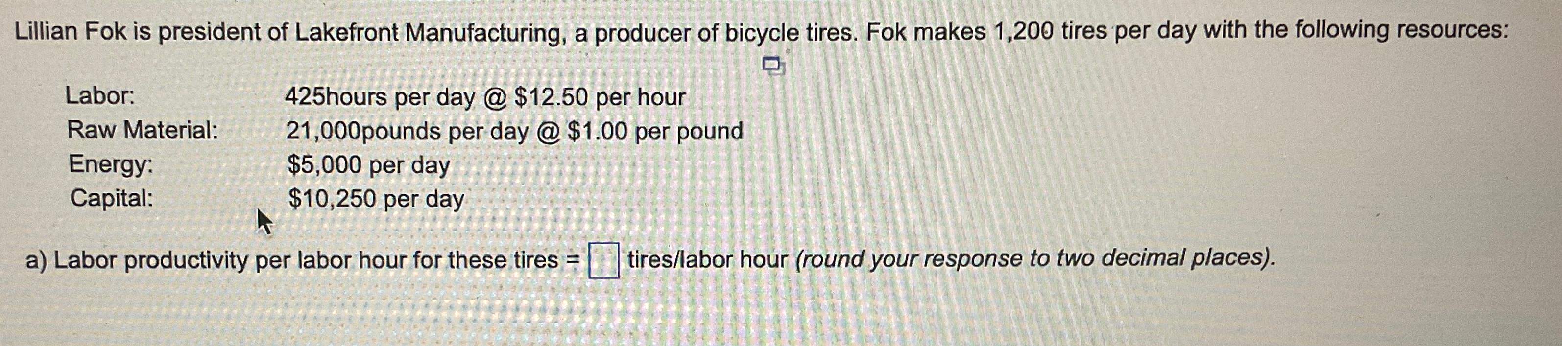 Solved Lillian Fok is president of Lakefront Manufacturing, | Chegg.com