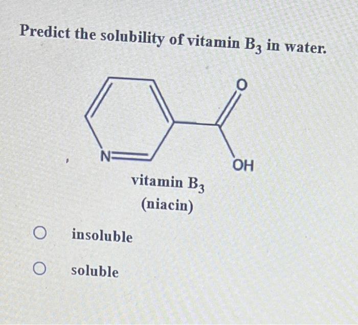 Solved Predict the solubility of vitamin B3 in water.