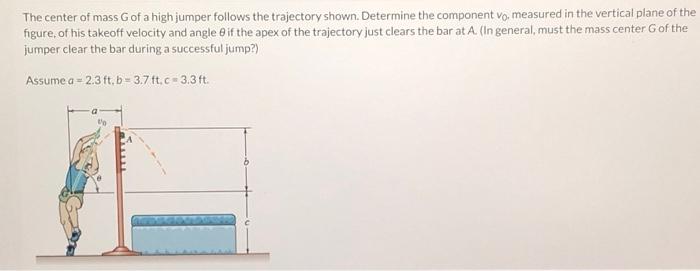 Solved The center of mass G of a high jumper follows the | Chegg.com