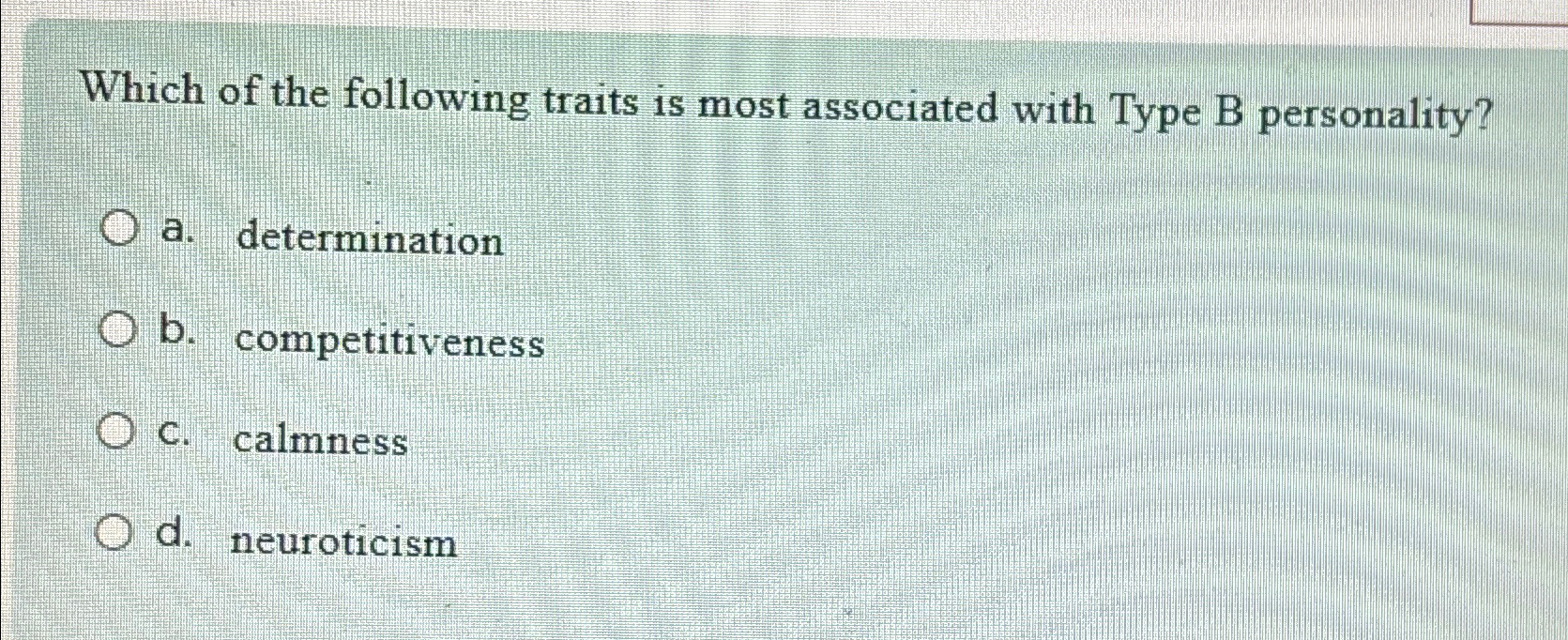 Solved Which Of The Following Traits Is Most Associated With | Chegg.com