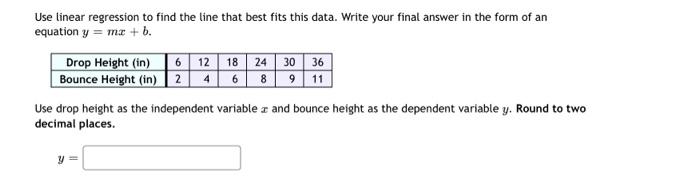 Solved Use linear regression to find the line that best fits | Chegg.com